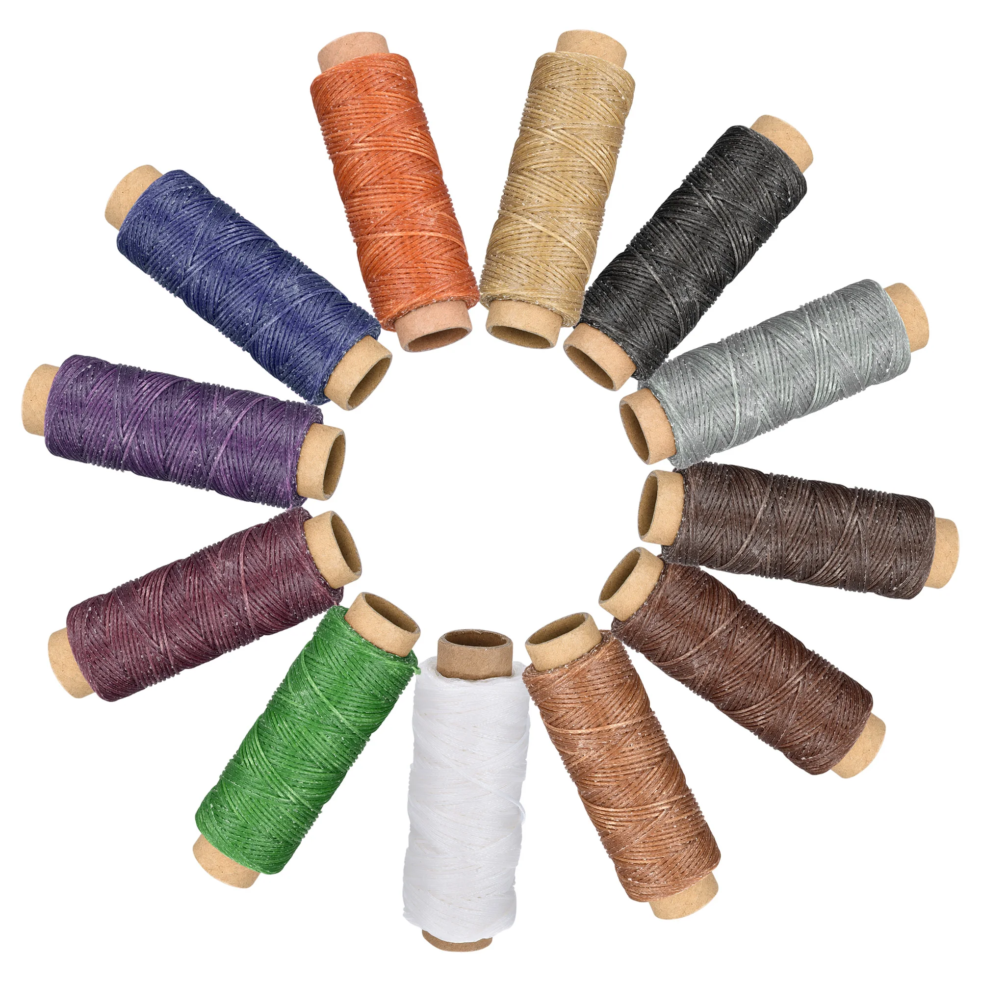 Uxcell-conjunto de linha de costura de couro, 55 jardas, d, 1mm com fio encerado plano (pacote multicolorido)