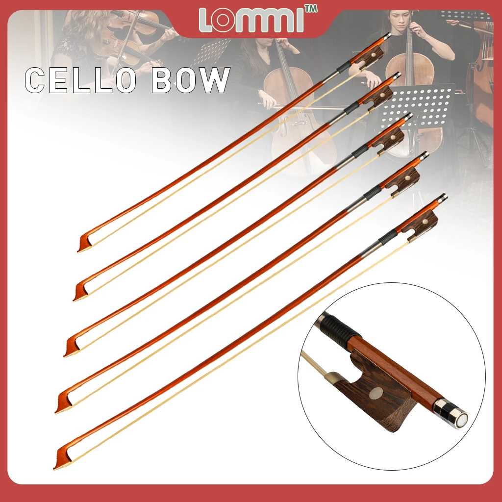 LOMMI 4/4 3/4 1/2 1/4 1/8 Cello Bow Brazilwood Bow White Mongolia Horsehair Musical Instruments Practice For Beginner Cello