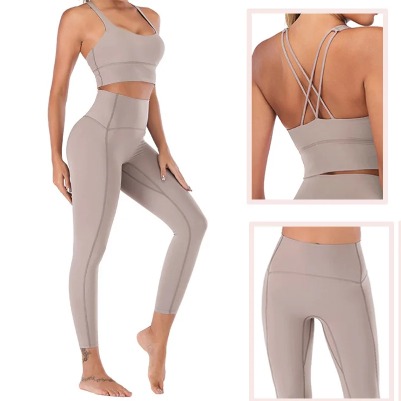 Naked-Feel Yoga Set Yoga Leggings Set Women Fitness Suit For Yoga Clothes High Waist Gym Workout Sportswear Gym Sports Clothing