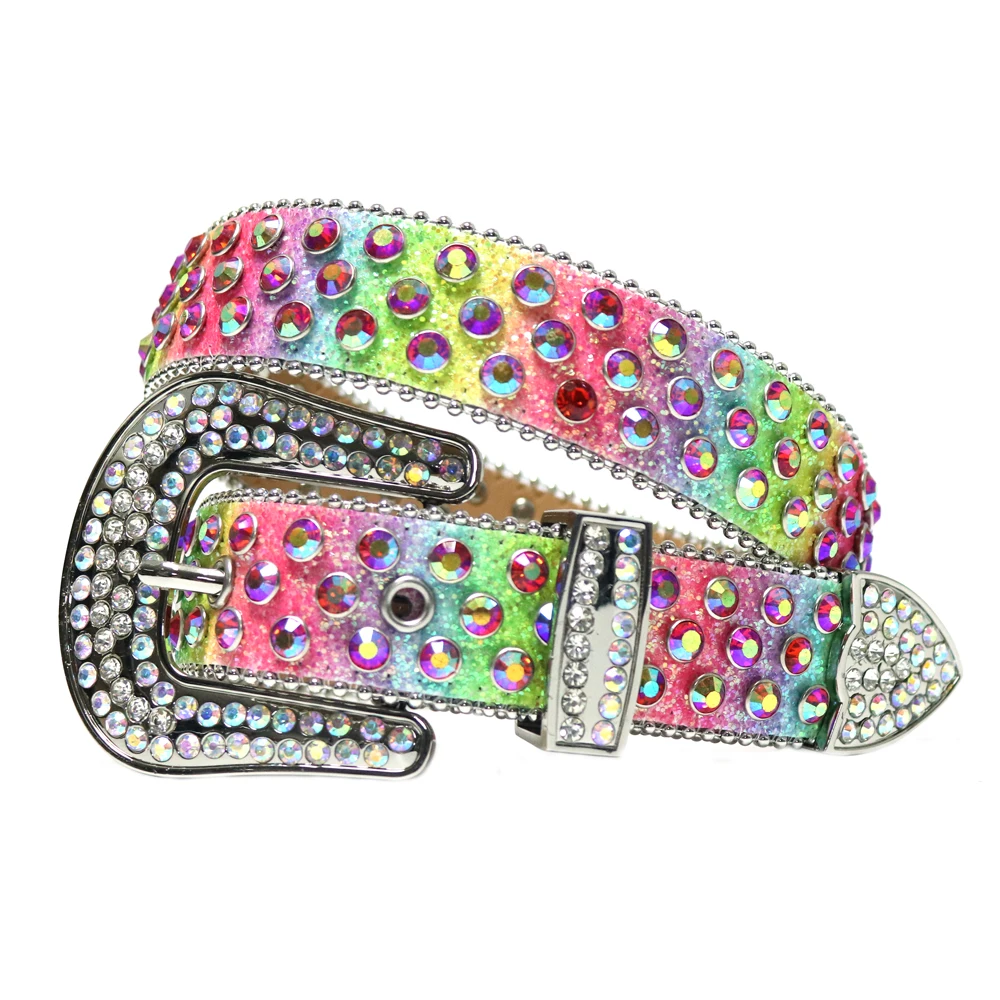 

Brilliant Rhinestones Belts Cowgirl Cowboy Bling Studded Belt Luxury Strap Male Belts Full Diamond Belt For Men Women