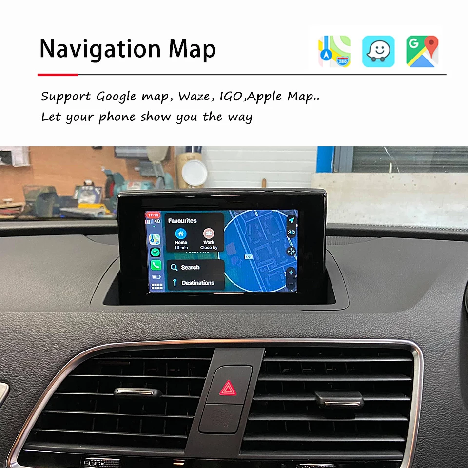 Car Stereo Retrofit Interface CarPlay Android Auto With Mirror Link Dla AUDI A1 Q3 2010-2016 Maps Spotify Reverse Cam Solution