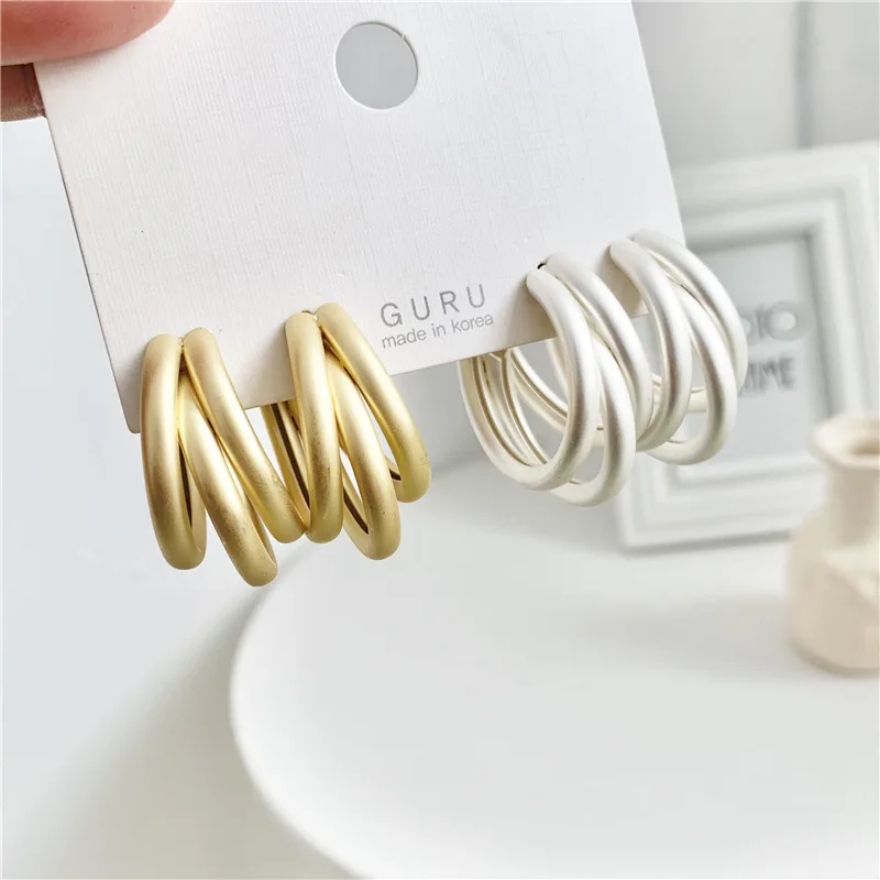 KSRA Fashion Korean Gold Color Metal Twine Earrings For Woman Elegant 925 Needle Stud Earrings Statement Minimalist Jewelry