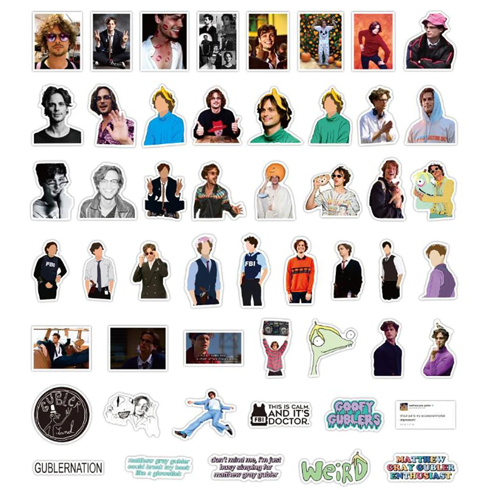 10/30/50PCS Actor Matthew Gray Gubler Stickers DIY Fridge Laptop Motorcycle Luggage Skateboard Graffiti Cool Decals Sticker