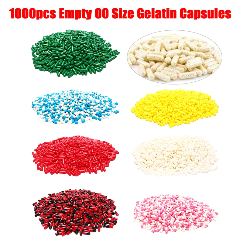 1000Pcs Empty Hard Vacant Gelatin Capsule Size 00# Gel For Medicine Storage Used For Pill Supplement Storage