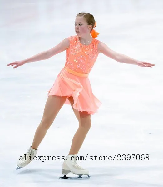 

Pink Figure Skating Dress Custom Women Custom Ice Dance Dresses Girls Free Shipping