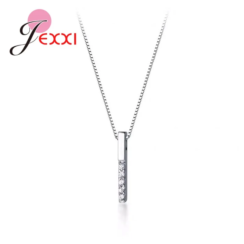 New Models Genuine 925 Silver Needle Sparkling Crystal Pendant Chain Necklace For Women Fine Jewelry New Collar Drop Shipping