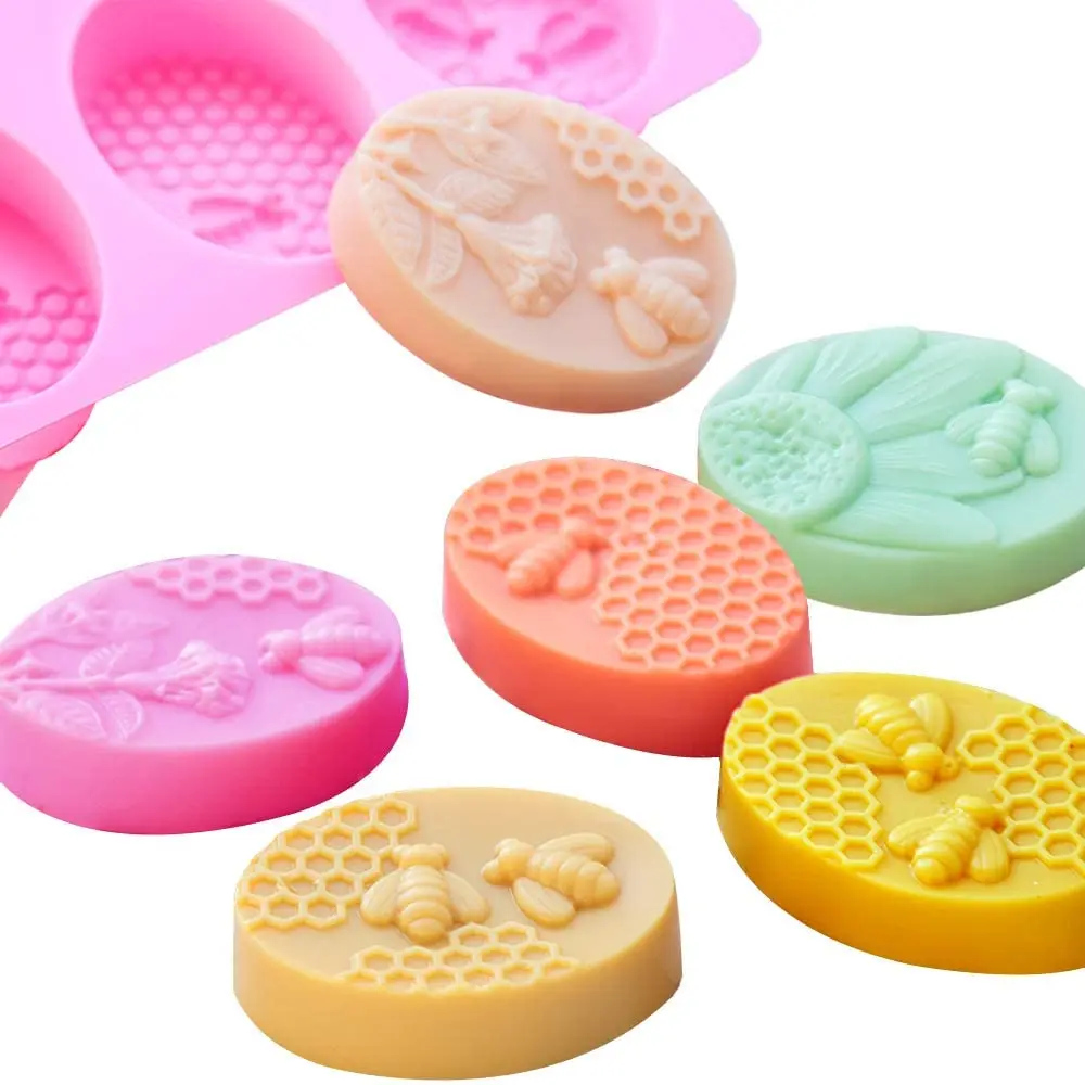 Bee Silicone Soap Molds Oval & Rectangle diy handmadde loaf mould for Soap ice Candle Muffin Loaf Brownie Cornbread making