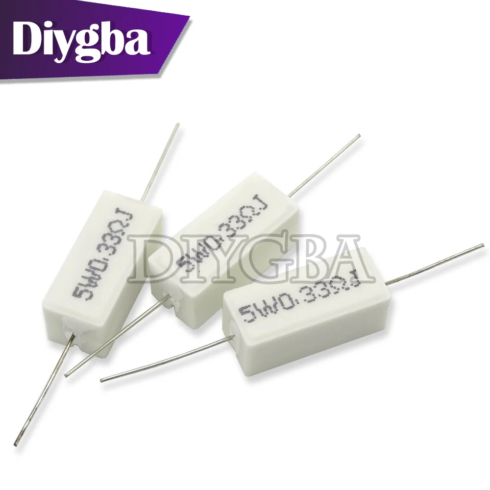 10pcs 5W 5% Cement Resistor Power Resistance 0.1 ~ 10K 0.1R 0.5R 1R 10R 100R 0.22 0.33 0.5 1 2 5 8 10 15 20 25 30 100 1K 10K ohm