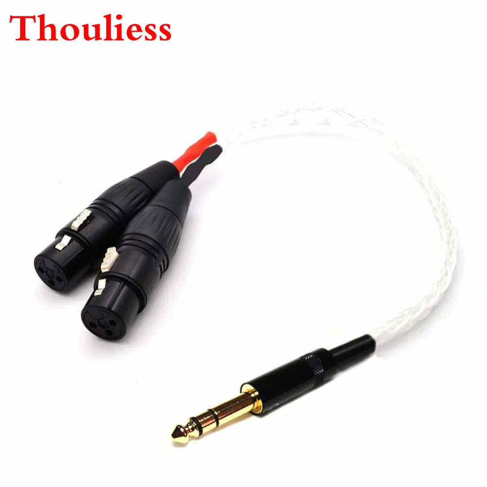 

Thouliess Dual 3-Pin XLR Female to 1/4" 6.35mm Plug Audio Adapter Cable 8-cores 7N OCC Silver plated Audio Cable