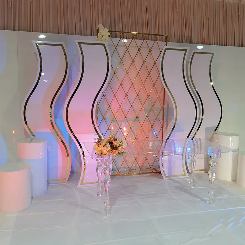 

Custom Made Design Stage Panel Wall Wedding Backdrop S shape Pvc Ripple Backdrop