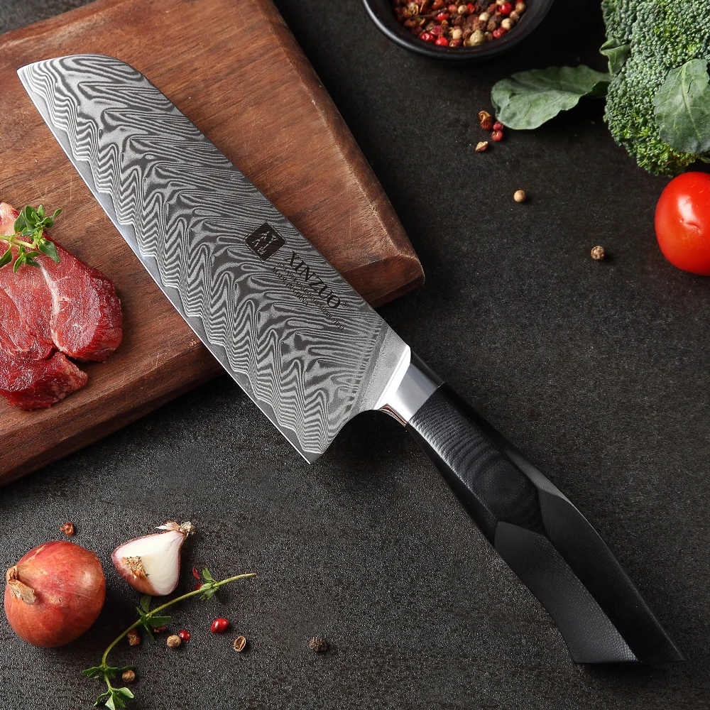 XINZUO 7.3\'\' Inches Santoku Knife VG10 67 Layers Damascus Steel Janpanse Chef Knife Blade Meat Cutting Kitchen Tools G10 Handle