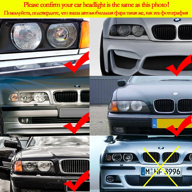 for BMW 3 5 7 E36 E38 E39 E46 projector Accessories Headlight Multi-color RGB LED Angel Eyes  Ring Eye DRL RF Remote Control