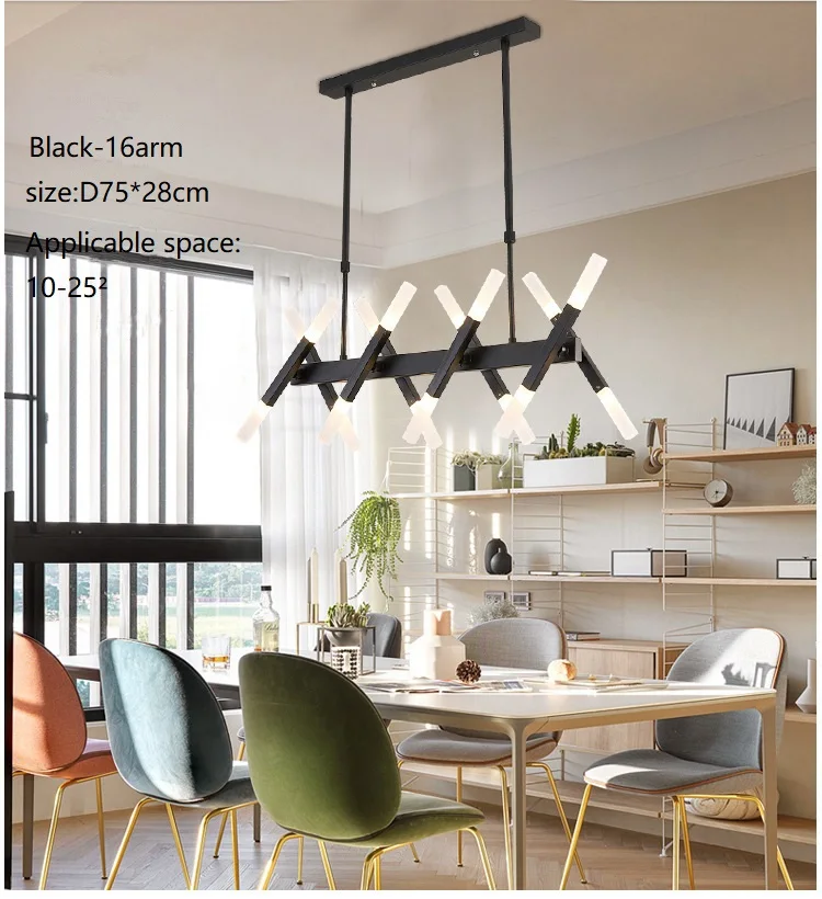 

Led Modern Nordic Rectangle Pendant Light Postmodern Luxury Restaurant Dining Room Chandelier Acrylic Creative Designer Lamp