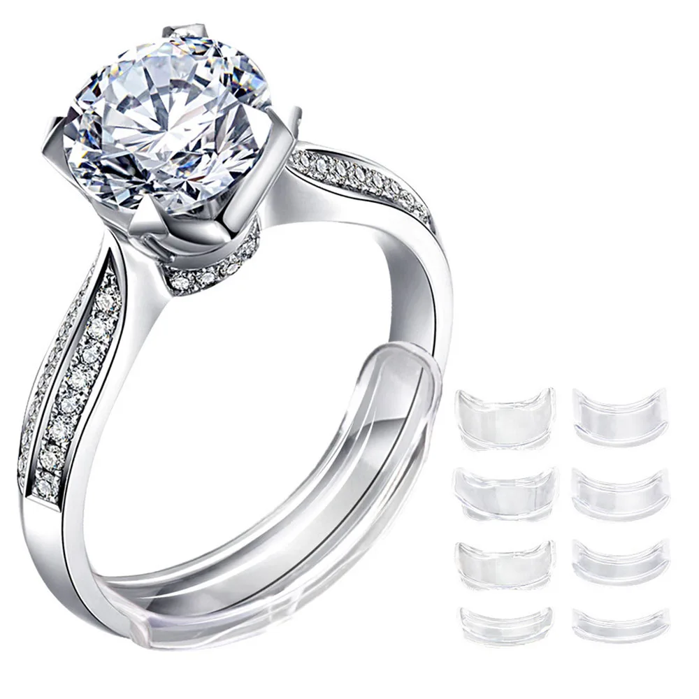 8 Sizes Silicone Invisible Clear Ring Size Adjuster Resizer Loose Rings Reducer Ring Sizer Fit Any Rings Jewelry Tools Useful