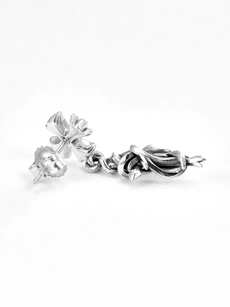 ruibeila925 boucles d'oreilles en argent ins mâle croix hip-hop niche sauvage nouvelles boucles d'oreilles simples