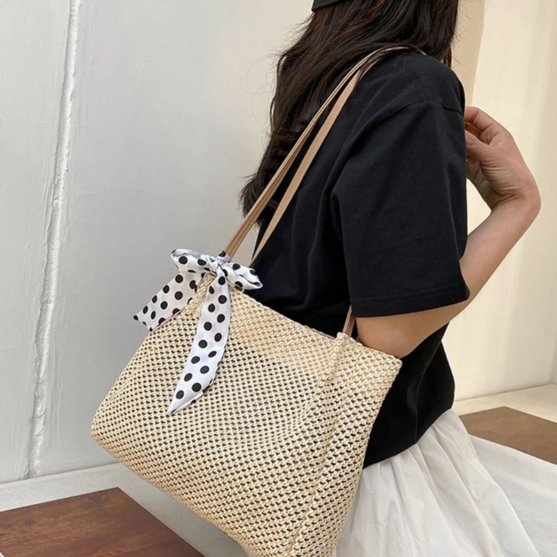 2021 Summer Fashion Straw Female Tote Handbag Lady\'s Shoulder Large Bags Famous Brand Designer Women‘s Casual Beach Big Bag