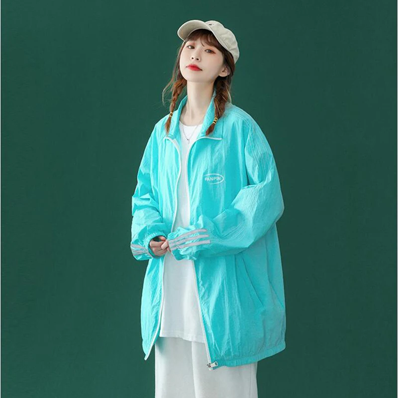

Summer Large Size Women Sun Protection Jacket Nice New Vintage High Streetwear Baseball Coat High Quality Loose Coat