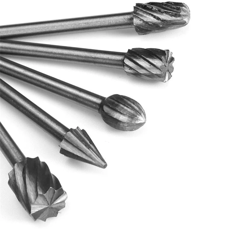 10Pcs 3mm HSS Routing Router Drill Bits Set for Dremel Carbide Rotary Burrs Tools Wood Stone Metal Root Carving Milling Cutter