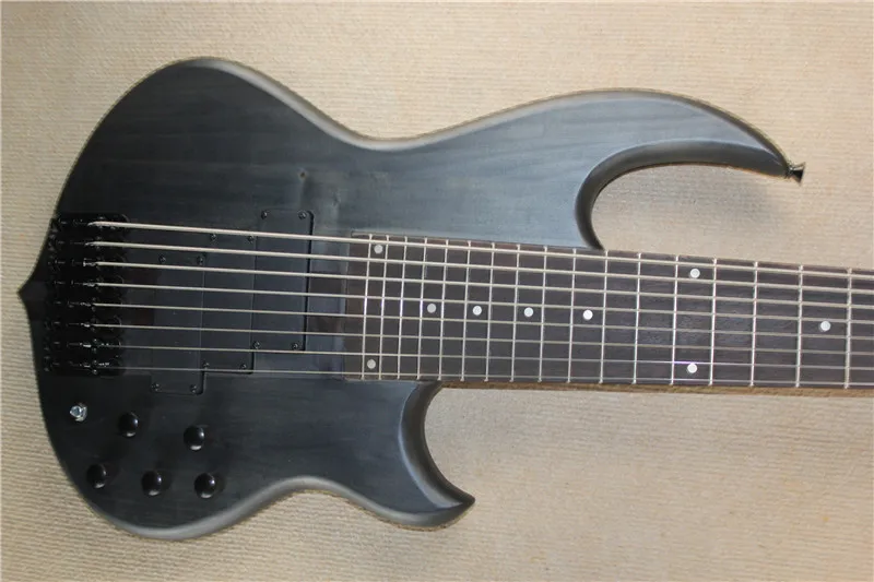 Free shipping 8 string mon bass ,ASH matte black bass,HHH balck pickups,independent  Tailpiece,chrome bridge,black buttons