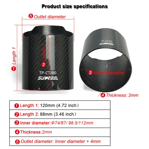 Imagen 2 del producto Sumsoo genuino para diy, tubo de escape Universal para coche, cubierta de fibra de carbono, silenciador de escape, funda de punta de tubo, carcasa de punta de escape