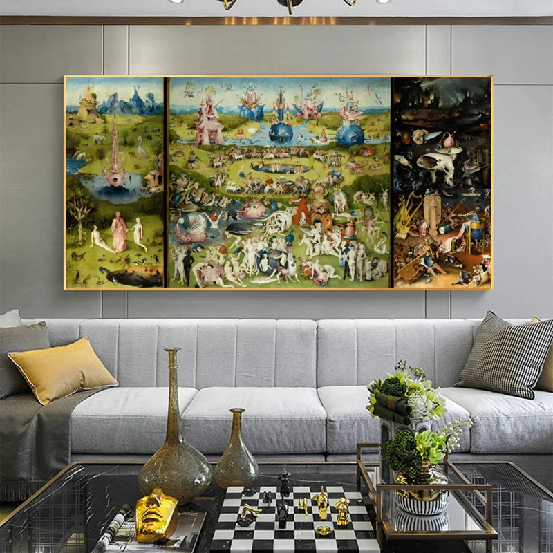 The Garden of Earthly Delight And Hell by Hieronymus Bosch Canvas Painting Wall Art Pictures For Living Room Cuadros Home Decor