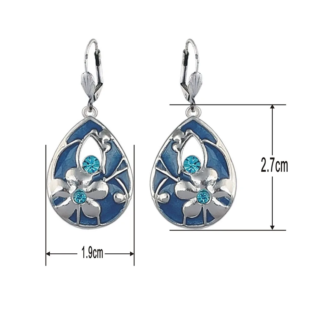 Trendy Charm Earring Clip for Women Water Drop Shape Rhinestone Enamel Accessories