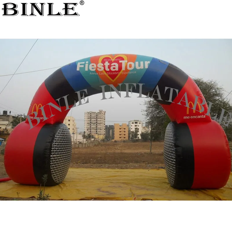 Bespoke advertising replica giant inflatable earphone,inflatable headphones arch for music festival decoration