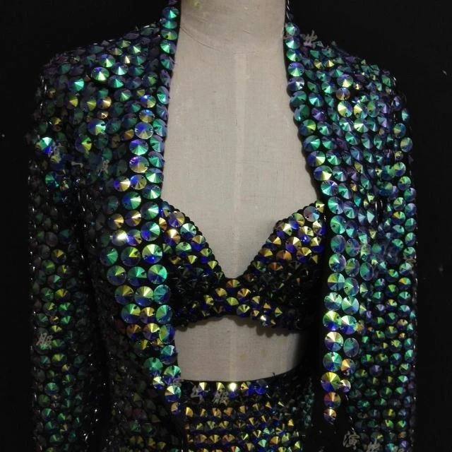 女性のためのセクシーなディスコの舞台衣装,DJ歌手のボディスーツ,ブラジャーとショーツ,女性のランジェリー,夏