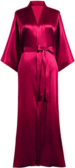 Kobiety jedwabna satyna długa suknia ślubna dla panny młodej i druhny szlafrok Kimono Feminino szlafrok duży rozmiar XXXL Peignoir Femme seksowny szlafrok