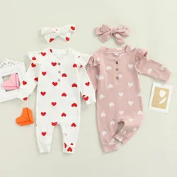 Ma&Baby 0-18M Valentine's Newborn Infant Baby Girl Jumpsuit Heart Print Rompers Long Sleeve Playsuit Clothing Autumn Spring D35