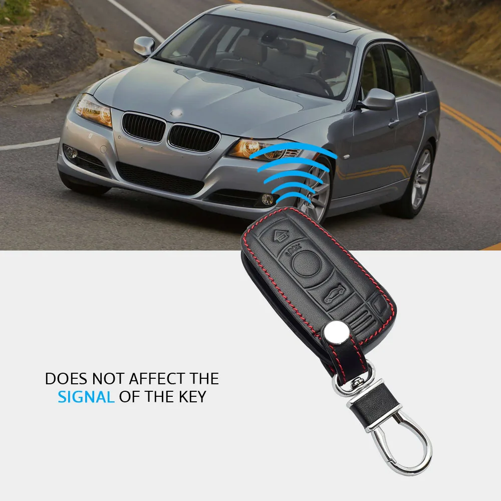 Leather Car Key Case For BMW 1 3 5 6 Series E60 E61 E70 E81 E87 E90 E91 E92 320 X1 X5 X6 Z4 Smart Remote Control Protector Cover