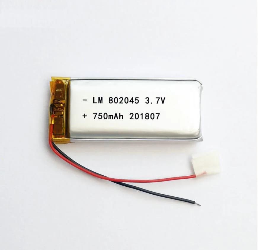 

20pcs 3.7V 750mAh 802045 Lithium Polymer Ion Battery 2.0mm JST Connector