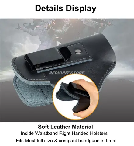 Left Tactical Leather Holster for Concealed Carry Airsoft IWB Gun Holsters for Glck17 19 43/ Sig P365/ PX4 M9 9mm for Hunting