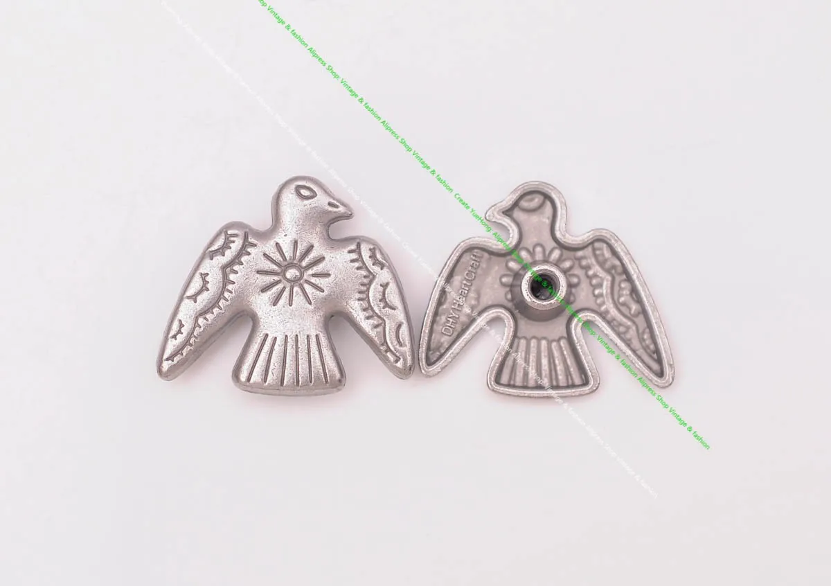 20 Stück 24*21mm Vintage Silber Original Ethno Südost Indische Kunst Sonne Donner Vögel Lederhandwerk Gürtel Schmuck Concho Screwback – Detail 25