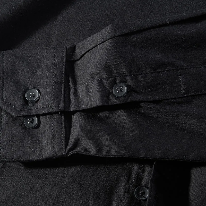 الوقوف طوق بأكمام طويلة 100% القطن الأسود قميص الرجال عادية الربيع والصيف قمصان للرجال الصلبة العصرية قميص رجالي camisa