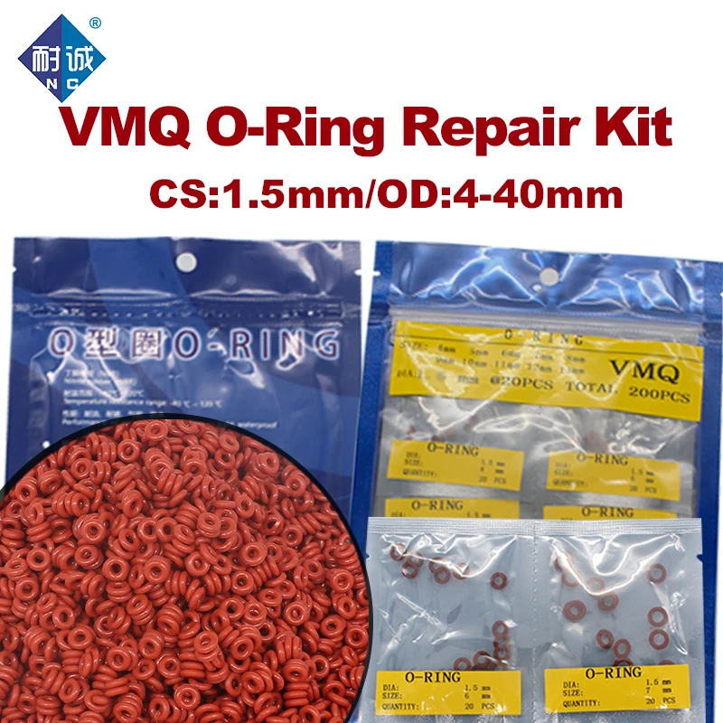 

Red Silicon Rubber O-ring Silicone/VMQ thickness CS1.5mm multiple size repair kit combination O ring Seal Ring Gasket Washer