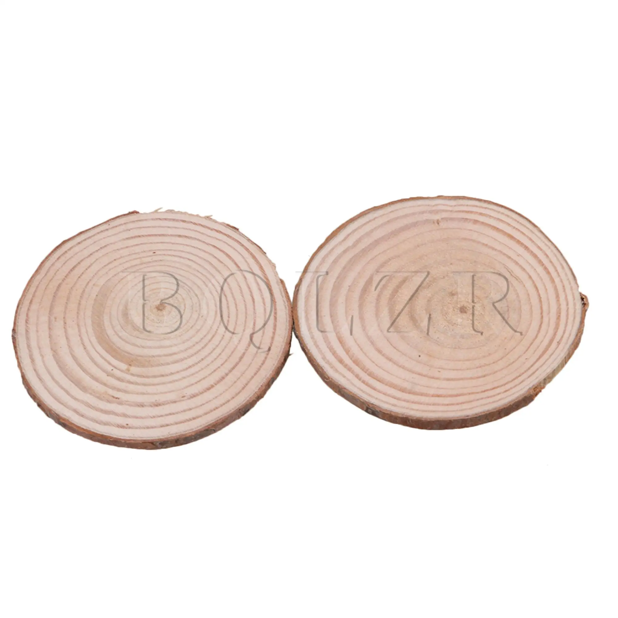 BQLZR 60Pieces Round Pine Wood Slices Circles with Tree Bark Log Brown Wooden