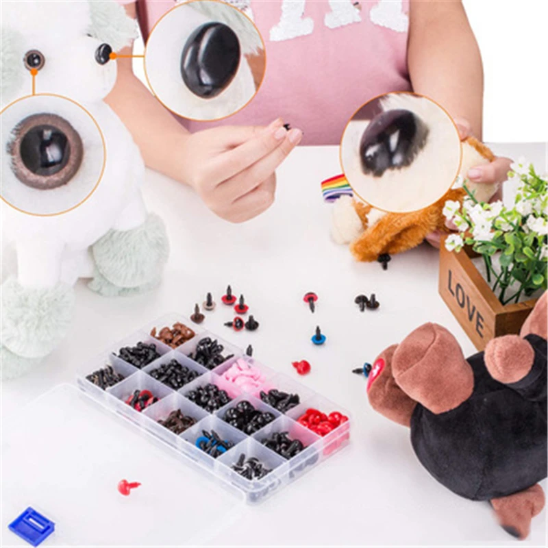 Ojos de seguridad para oso, accesorio de plástico negro con combinación de tornillos, para regalo de oso, Animal de juguete suave, muñeco Amigurumi
