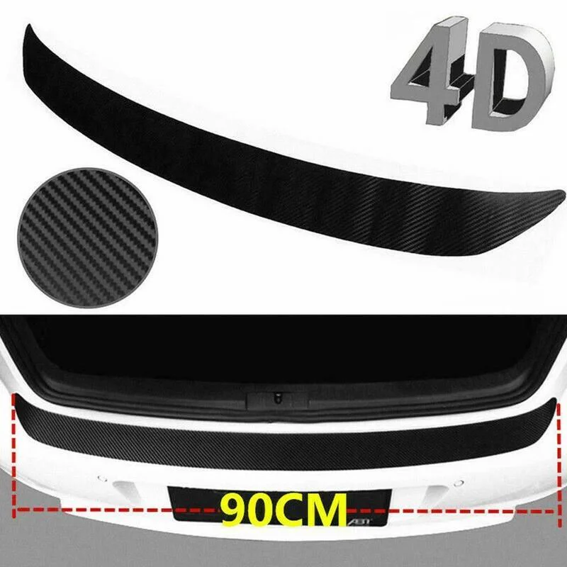 90cm 4D Carbon Fiber Car Rear Trunk Bumper Sticker Guard Pad Scuff Protective Sill Anti-Scratch Cover Decal Strip