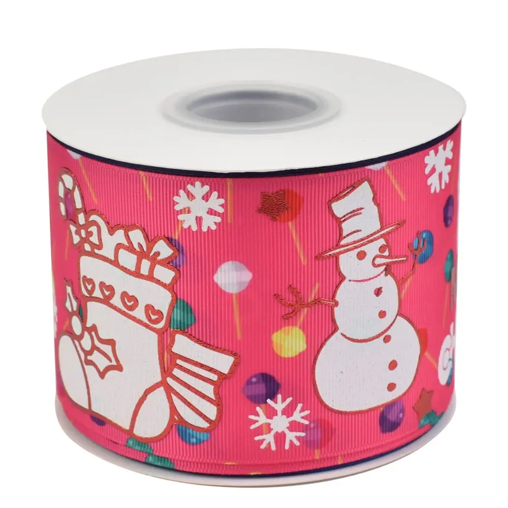 75mm 3inch Ribbon hsd-design Christmas custom Pattern on Grosgrain Ribbon