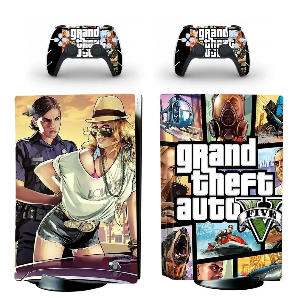 Grand Theft Auto V GTA 5 PS5 Standard Disc Edition Skin Sticker Decal for PlayStation 5 Console & Controller PS5 Skin Sticker