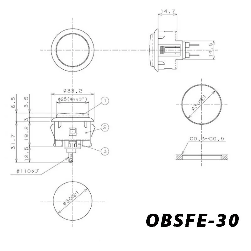 Sanwa OBSFE30 Silent Snap In Arcade Button authentic Sanwa Buttons for arcade machine DIY Cabinet JAMMA