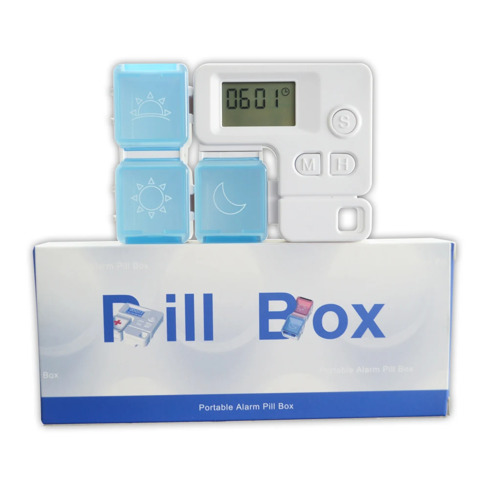 

GREENWON Pill Box Medicine Pill Case Organizer LED Timer Reminder s Tablets Storage Pill Dispenser Alarm Clock
