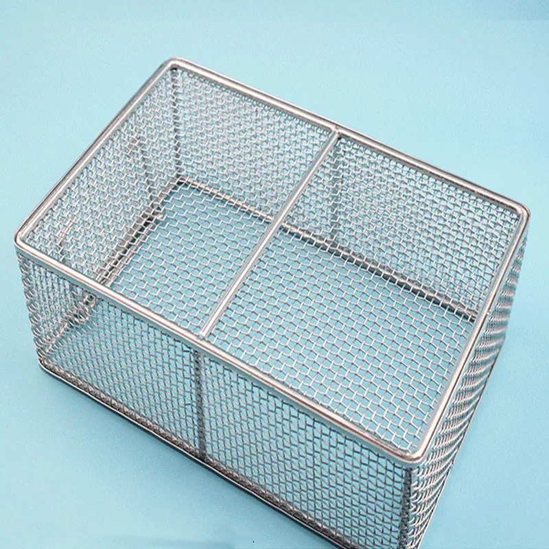 40x30x3CM 3mm hole SS304 stainless steel metal parts cleaning net dryer basket kitchen strainer box extra large ear with handle