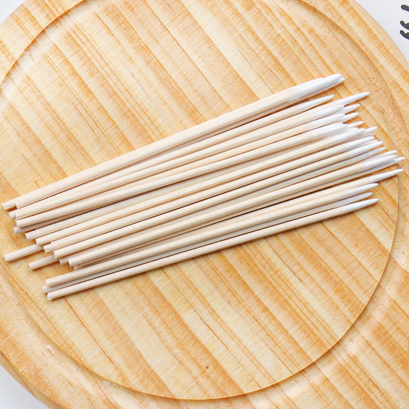 100pcs Ultra-thin Cotton Swab Lint Free Micro Brush Wood Cotton Buds Small Pointed Hole Eyelash Extension Glue Cleaning Tools