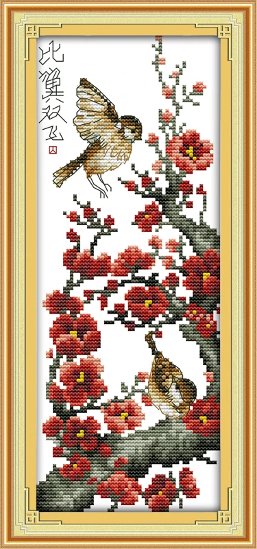 Bird couple cross stitch kit 14ct 11ct count print x stitching embroidery DIY handmade needlework plus