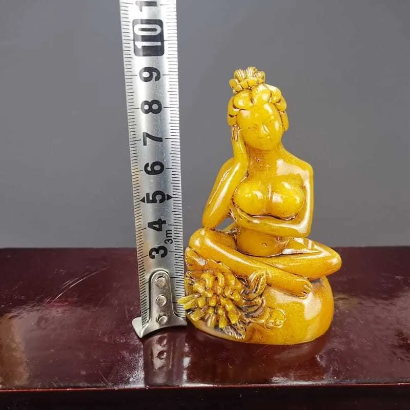 China Antique Imitate Shoushan Stone Hand Carved Mythology Figure Beauty Fairy Decoration Ornamental Statues et Sculptures