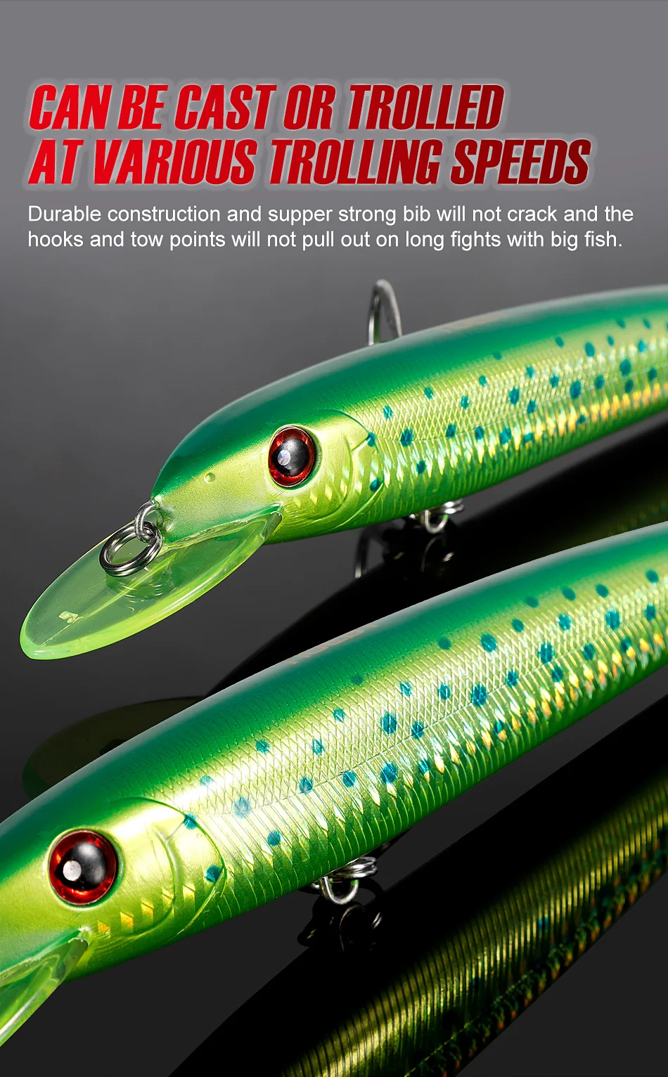 NOEBY Tieftauchender Trolling-Minnow-Köder 180mm 48g Big Game Boot Salzwasser Harter Köder Thunfisch-Angeln – Detail 4