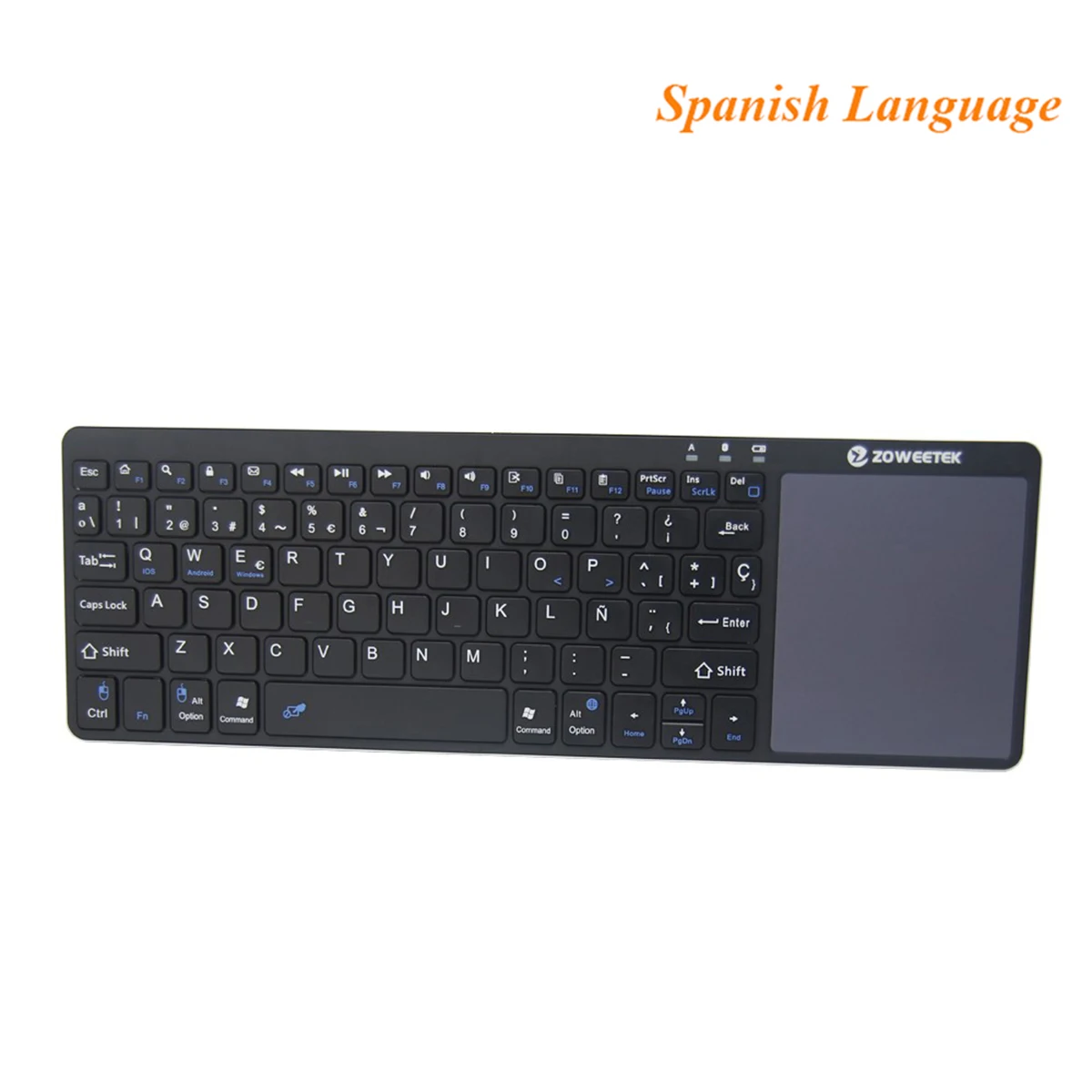 

Zoweetek K12BT-1 ultra Slim Wireless Spanish Bluetooth keyboard with Multi-Touchpad for PC IOS