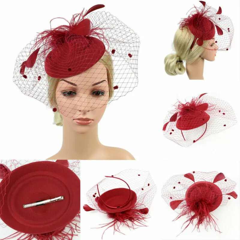 Womens Sinamay Fascinator Cocktail Party Hat Headwear Wedding Church Kentucky Derby Dress Headwear